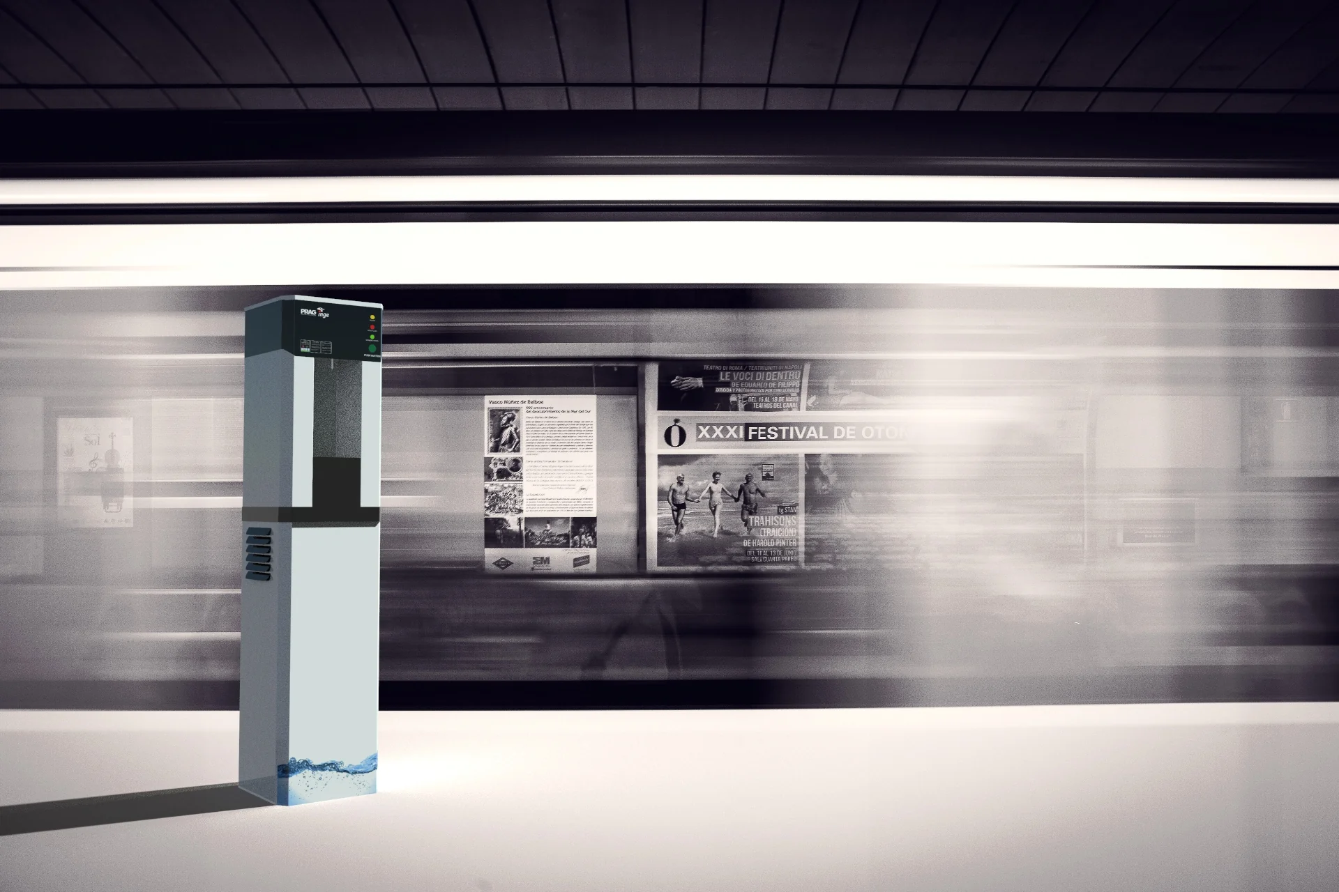 Articove onboard water cooler in a station setting.